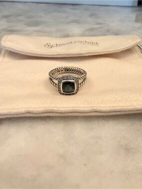 David Yurman petite Albion ring with pave diamonds, size 7